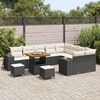 vidaXL Conjunto de Sof&aacute; de Jardim com almofada 12 pcs Preto e Creme