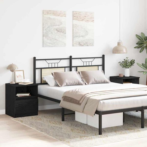 vidaXL Arm&aacute;rio de Cabeceira 2 pcs Carvalho Preto 40 x 40 x 50 cm