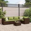 vidaXL 6 pcs conj. lounge jardim c/ almofad&otilde;es 6 pcs vime PE castanho