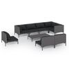 vidaXL 9 pcs conj. lounge jardim c/ almofad&otilde;es vime PE cinzento-escuro