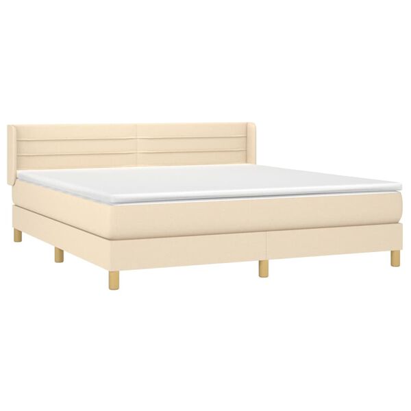 vidaXL Cama com molas/colch&atilde;o 180x200 cm tecido cor creme