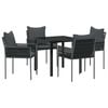vidaXL Conjunto de Jantar para Jardim 5 pcs Preto e Cinza Rattan de PE