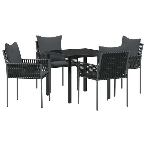 vidaXL Conjunto de Jantar para Jardim 5 pcs Preto e Cinza Rattan de PE