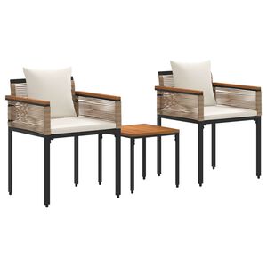 vidaXL Conjunto de M&oacute;veis para Exterior 3 pcs Bege e Branco Creme