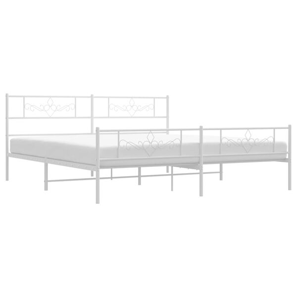 vidaXL Estrutura de cama com cabeceira e p&eacute;s 180x200 cm metal branco