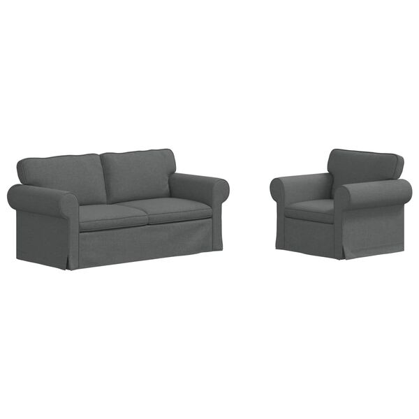 vidaXL Sof&aacute; 2 pcs Cinza Escuro 175 x 82 x 80 cm tecido