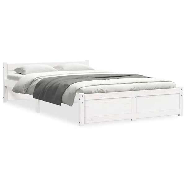 vidaXL Estrutura cama pequena casal 120x190 cm pinho maciço branco