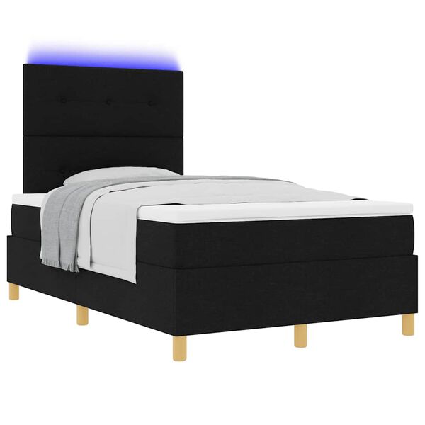 vidaXL Cama Box Spring LED com colch&atilde;o Preto 120 x 200 cm tecido