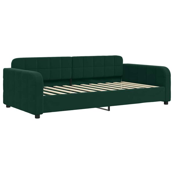 vidaXL Sof&aacute;-cama com colch&atilde;o 100x200 cm veludo verde-escuro