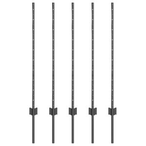 vidaXL Poste de Cerca 5 pcs Cinzeto 100 cm A&ccedil;o