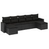 vidaXL 7 pcs conjunto de sof&aacute;s p/ jardim c/ almofad&otilde;es vime PE preto