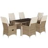 vidaXL 7 pcs conjunto de jantar p/ jardim com almofad&otilde;es vime PE bege