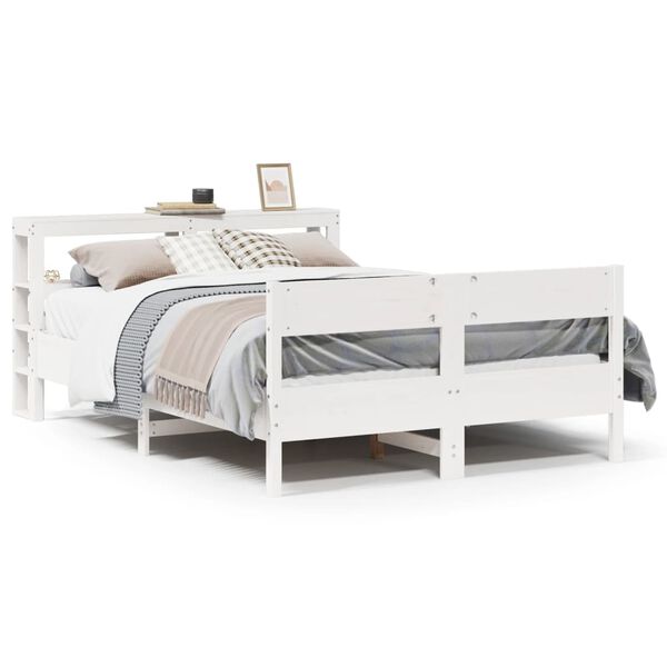 vidaXL Cama sem colch&atilde;o 150x200 cm madeira de pinho maci&ccedil;a branco