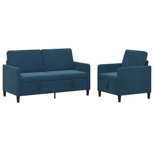 vidaXL Conjunto de Sof&aacute; com Armazenamento 2 unid. Azul Poli&eacute;ster