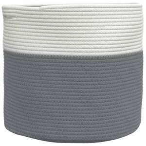vidaXL Cesto de arrumação Ø40x35 cm algodão cinzento e branco
