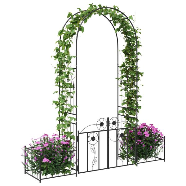 vidaXL Arco de Jardim com bloqueio Preto 203 x 50 x 218 cm