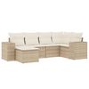 vidaXL 6 pcs conjunto de sof&aacute;s p/ jardim com almofad&otilde;es vime PE bege