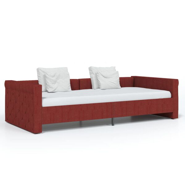 vidaXL Sof&aacute;-cama c/ sa&iacute;da USB 90x200 cm tecido vermelho tinto