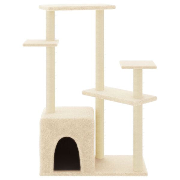 vidaXL Árvore para gatos c/ postes arranhadores sisal 107,5 cm creme