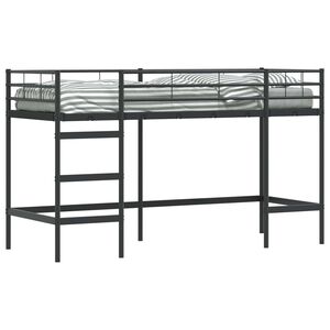 vidaXL Estrutura de Cama Loft para Crian&ccedil;as Liso Preto 75 x 190 cm A&ccedil;o