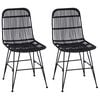 vidaXL Cadeira de Jantar 2 pcs Preto 41 x 55 x 85 cm Rattan e A&ccedil;o