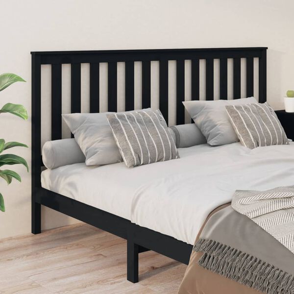 vidaXL Cabeceira de cama 186x6x101 cm pinho maci&ccedil;o preto