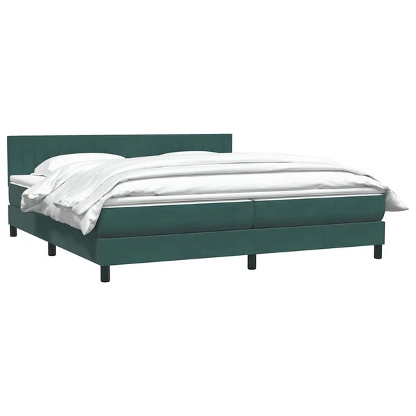 vidaXL Cama com molas/colch&atilde;o 180x220 cm veludo verde-escuro