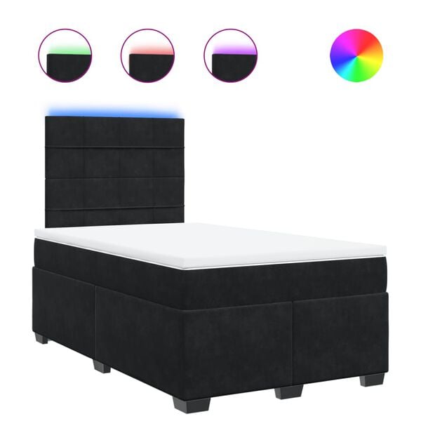 vidaXL Cama boxspring com colch&atilde;o 120x190 cm veludo preto
