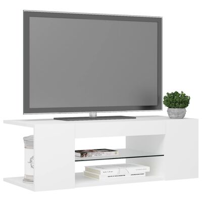 vidaXL Móvel de TV com luzes LED 90x39x30 cm branco