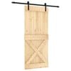 vidaXL Porta Deslizante Natural e Preto 90 x 210 cm