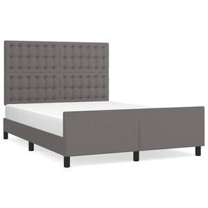 vidaXL Estrutura cama c/ cabeceira 140x190cm couro artificial cinzento