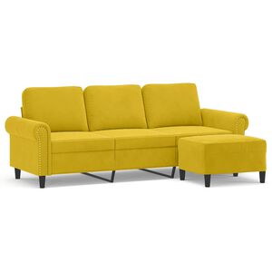 vidaXL Sof&aacute; de 3 lugares com apoio de p&eacute;s 180 cm veludo amarelo