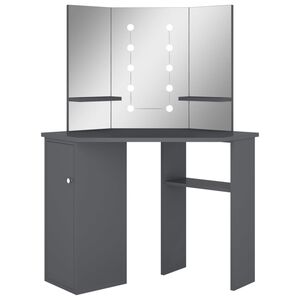 vidaXL Toucador de canto com LED 111x54x141,5 cm cinzento