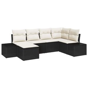vidaXL Conjunto de Sof&aacute; de Jardim 6 pcs Preto e Creme vime PE