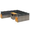 vidaXL 11 pcs conjunto sof&aacute;s de jardim c/ almofad&otilde;es vime PE cinzento