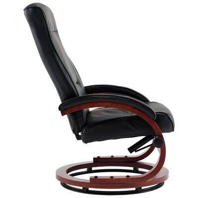 vidaXL Cadeira reclinável c/ apoio de pés couro artificial preto