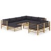 vidaXL 10 pcs conj. lounge jardim em bambu c/ almofad&otilde;es cinza-escuro