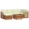 vidaXL Conjunto de Sof&aacute;s para Exterior 7 unid. Natural e Creme