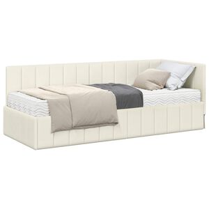 vidaXL Estrutura de Cama de Canto com Colch&atilde;o 2 unid. Creme
