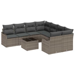vidaXL Conjunto de Sof&aacute; de Jardim com almofada 9 pcs Cinzeto
