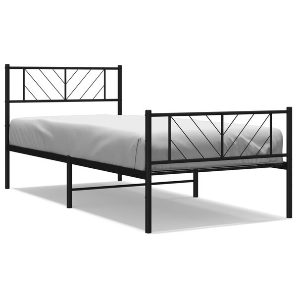 vidaXL Estrutura de cama com cabeceira e pés 75x190 cm metal preto