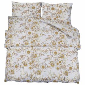 vidaXL Conjunto de capa de edred&atilde;o 140x200cm algod&atilde;o branco e castanho