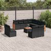 vidaXL 12 pcs conjunto de sof&aacute;s de jardim c/ almofad&otilde;es vime PE preto