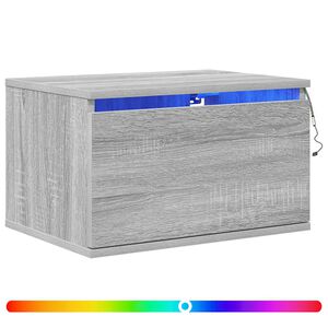 vidaXL Mesa de cabeceira de parede com luzes LED cinzento sonoma