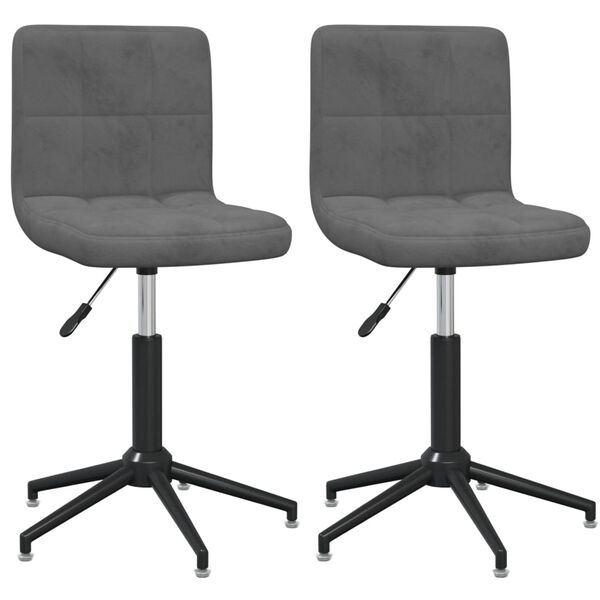 vidaXL Cadeiras de jantar girat&oacute;rias 2 pcs veludo cinzento-escuro