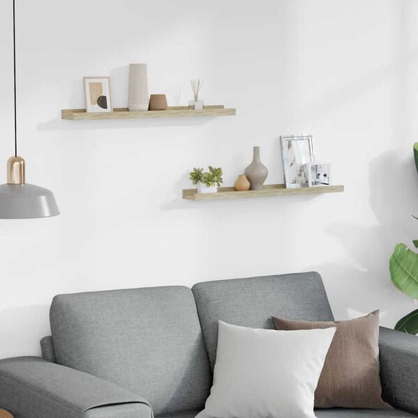 vidaXL Prateleiras de parede 2 pe&ccedil;as Carvalho Sonoma 60x9x3 cm