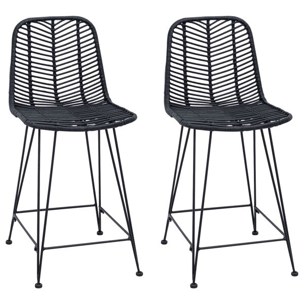 vidaXL Cadeira de Bar 2 pcs Preto 44,5 x 54,5 x 97,5 cm Rattan e Ferro