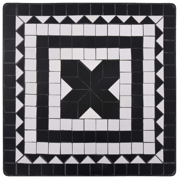 vidaXL 3 pcs conjunto bistro em mosaico azulejos cerâmica preto/branco
