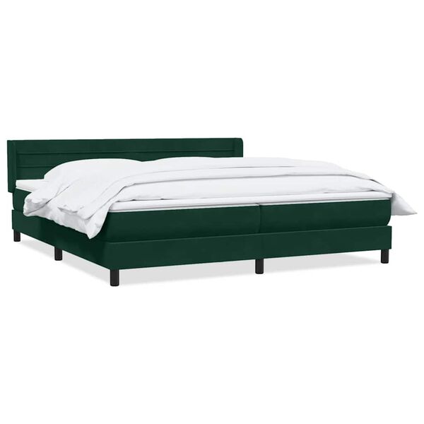 vidaXL Cama com molas/colch&atilde;o 180x220 cm veludo verde-escuro