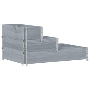 vidaXL Canteiro elevado de 3 n&iacute;veis 120x80 cm pinho maci&ccedil;o cinzento